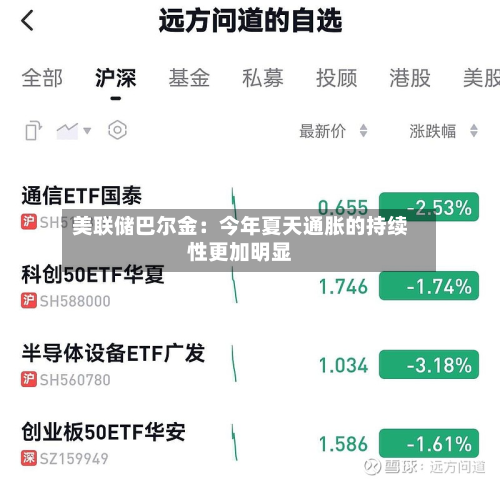 美联储巴尔金：今年夏天通胀的持续性更加明显-第2张图片