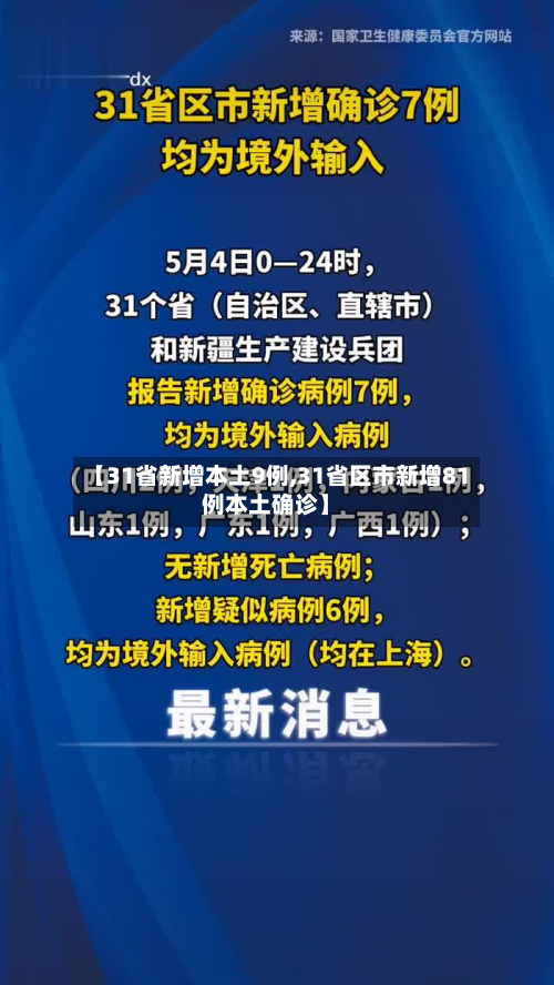【31省新增本土9例,31省区市新增81例本土确诊】