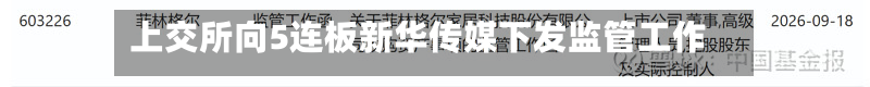 上交所向5连板新华传媒下发监管工作函