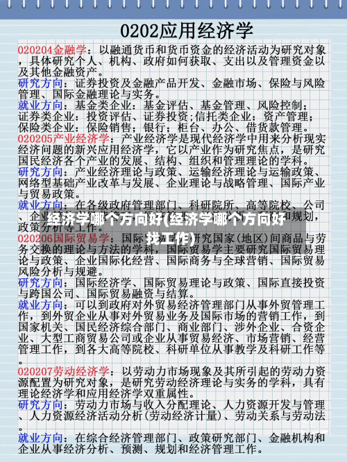 经济学哪个方向好(经济学哪个方向好找工作)