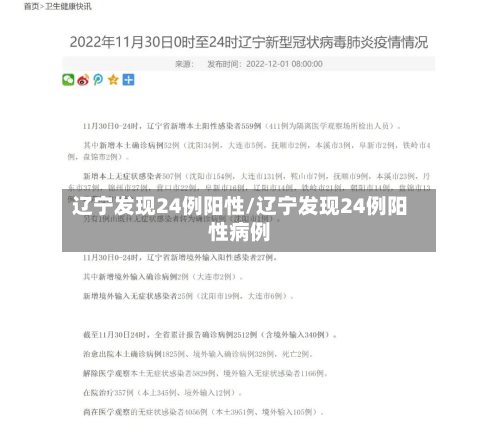 辽宁发现24例阳性/辽宁发现24例阳性病例