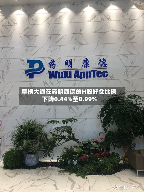 摩根大通在药明康德的H股好仓比例下降0.44%至8.99%