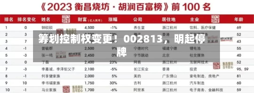 筹划控制权变更！002813，明起停牌-第2张图片