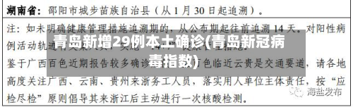 青岛新增29例本土确诊(青岛新冠病毒指数)