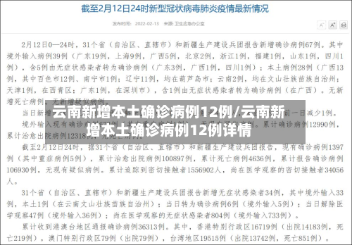 云南新增本土确诊病例12例/云南新增本土确诊病例12例详情