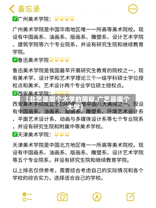 【北艺是哪个大学的简称,广艺是哪个大学】