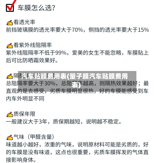 汽车贴膜费用表(量子膜汽车贴膜费用表)