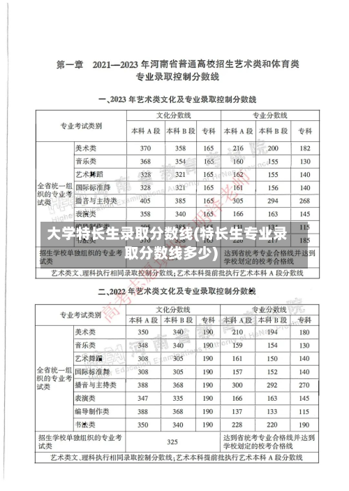 大学特长生录取分数线(特长生专业录取分数线多少)